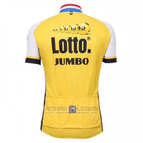 2016 Fahrradbekleidung Lotto NL Jumbo Wei und Gelb Trikot Kurzarm und Tragerhose
